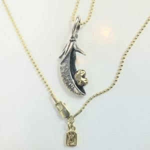 Waxing Poetic sterling and brass charm and chain